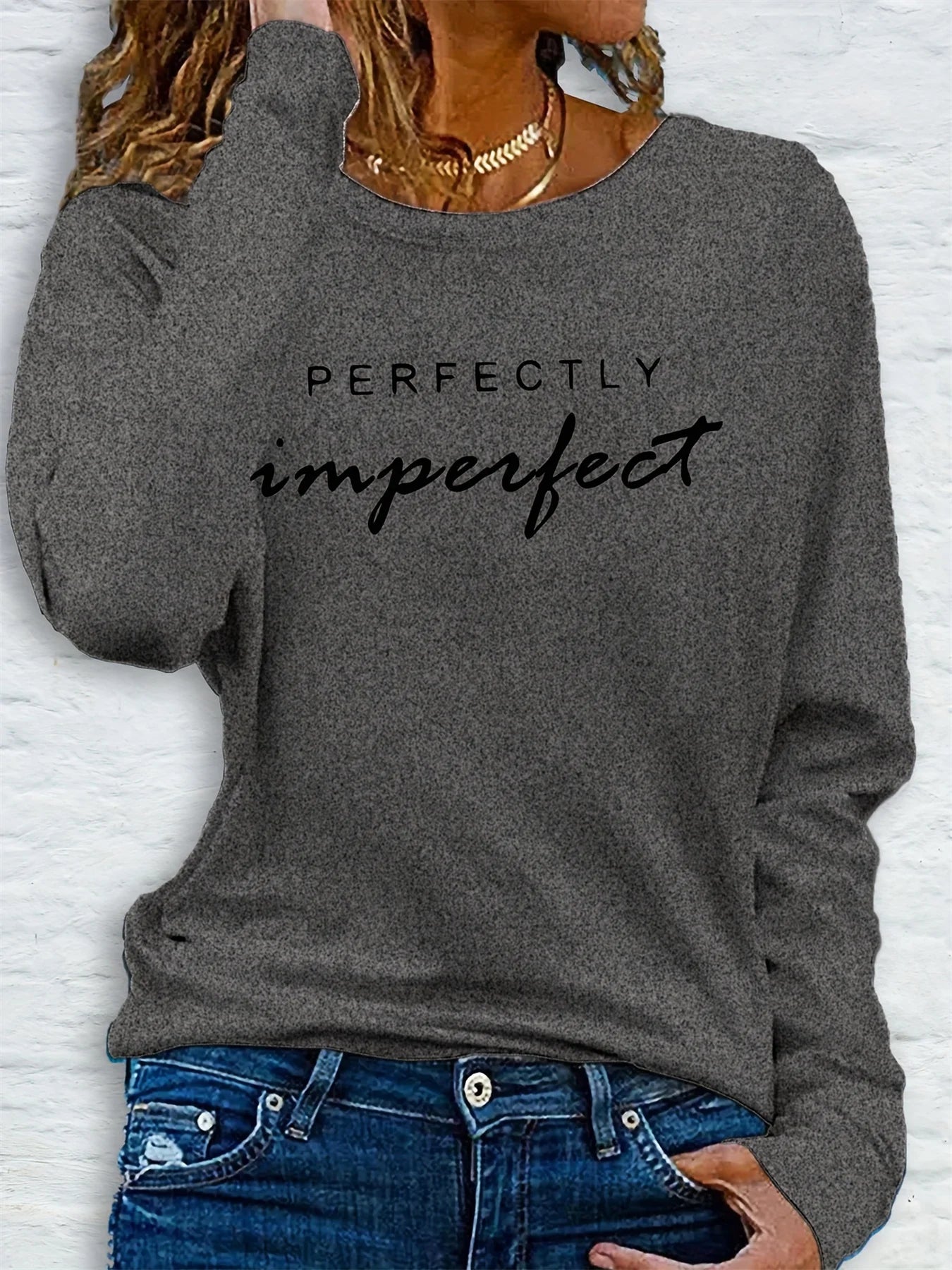Perfectly Imperfect Christian Long Sleeve Shirt – Women’s Casual Faith Graphic Tee