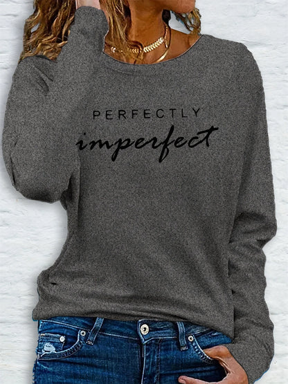Perfectly Imperfect Christian Long Sleeve Shirt – Women’s Casual Faith Graphic Tee