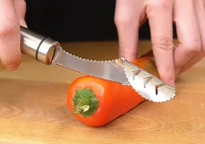 Stainless Steel Pepper & Zucchini Corer – Serrated Kitchen Tool