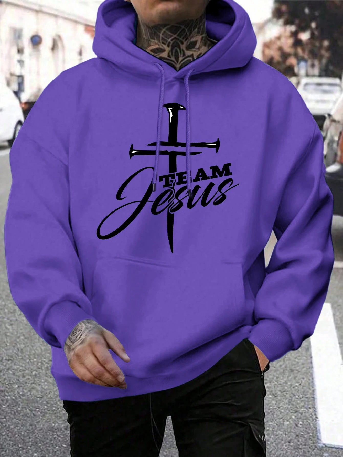 Team Jesus Men’s Christian Hoodie – Cross Design, Faith-Based Streetwear, Casual Hooded Sweatshirt