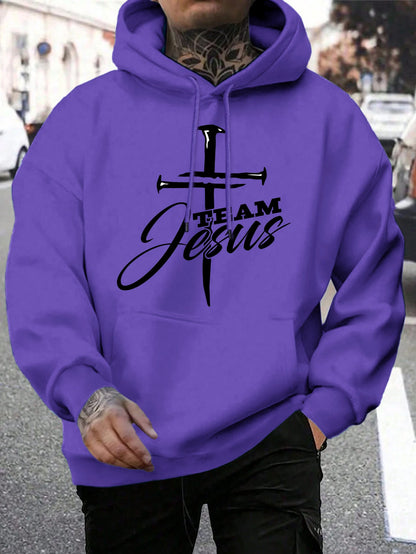 Team Jesus Men’s Christian Hoodie – Cross Design, Faith-Based Streetwear, Casual Hooded Sweatshirt