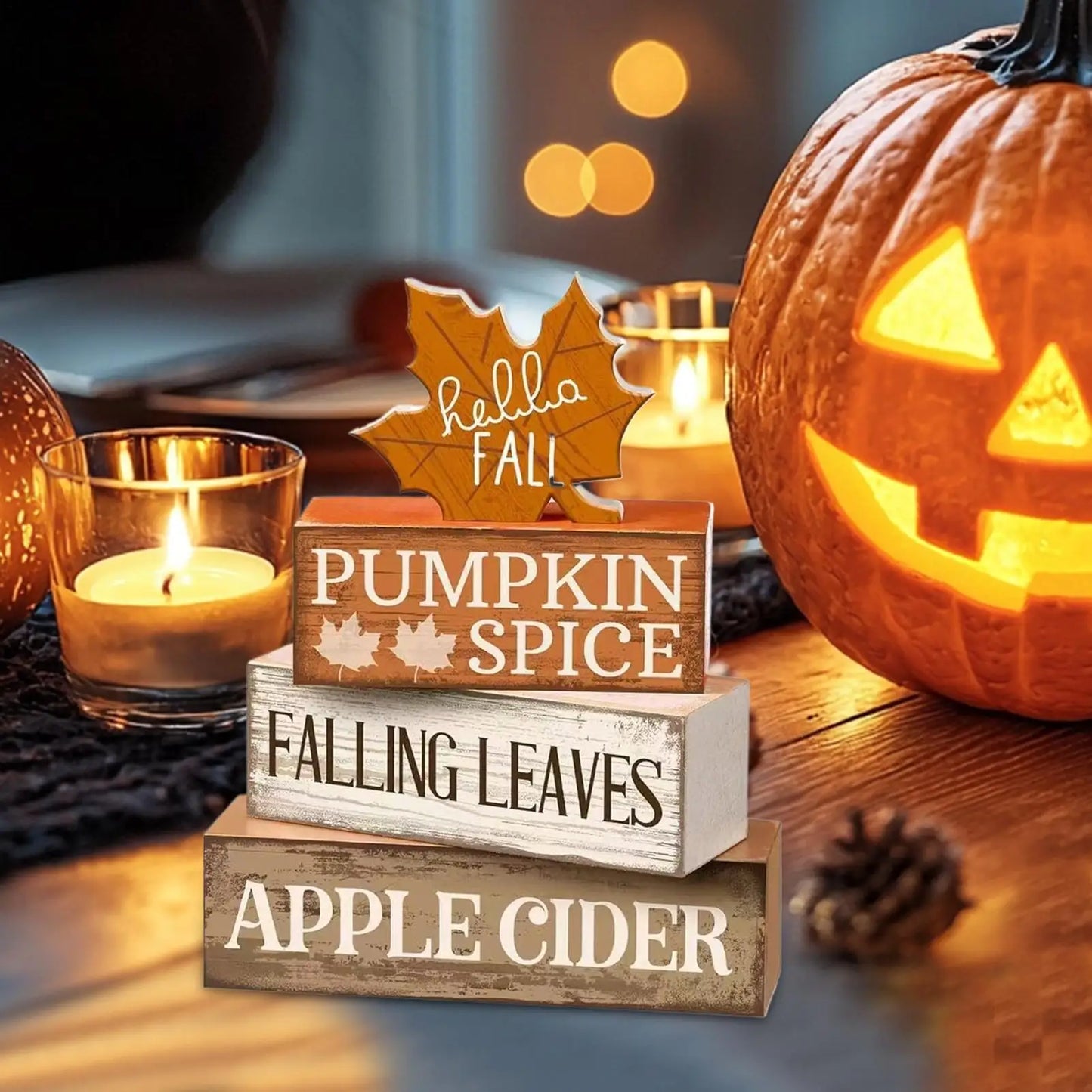 Autumn Harvest Wooden Table Sign – Fall Decor Centerpiece for Kitchen, Table, and Home