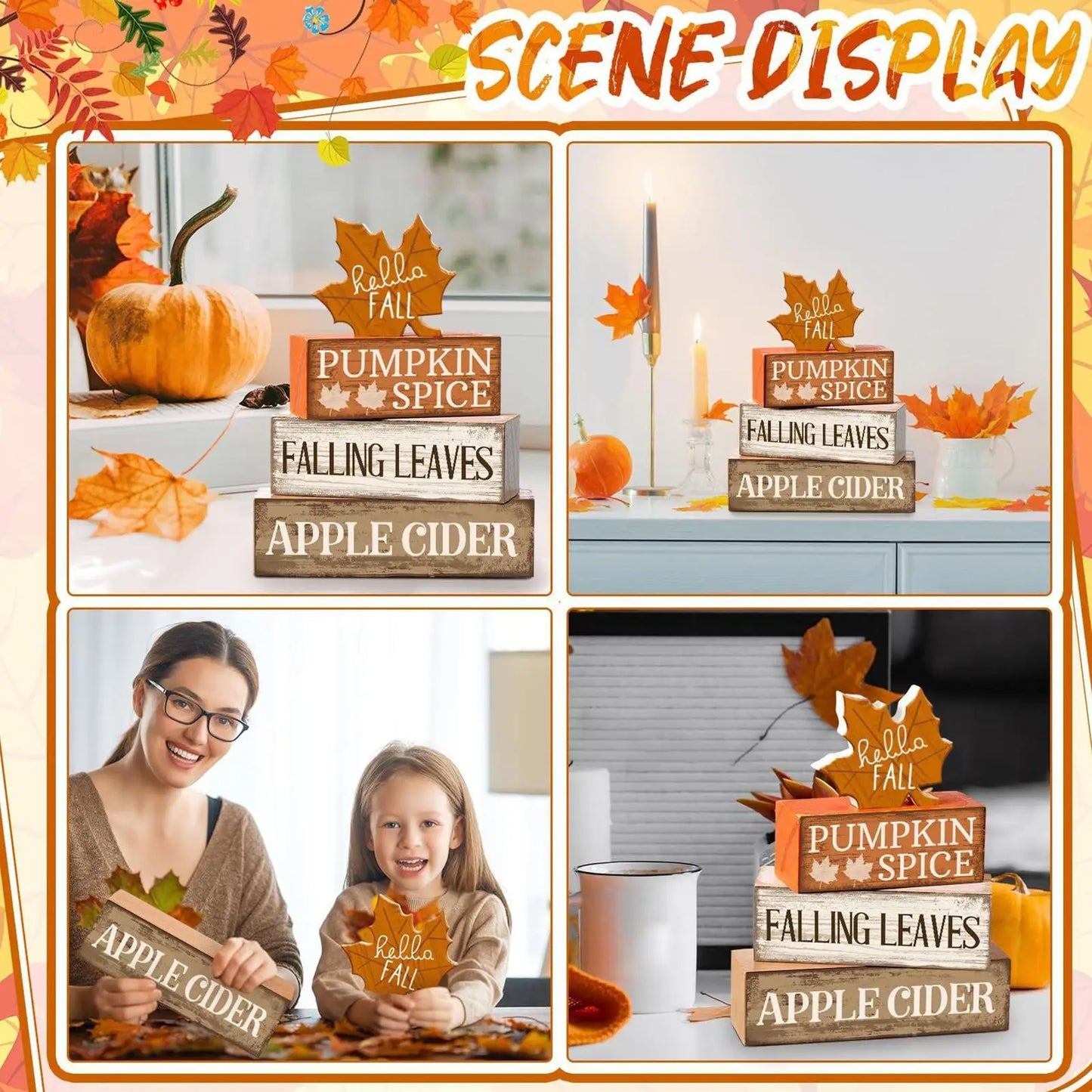 Autumn Harvest Wooden Table Sign – Fall Decor Centerpiece for Kitchen, Table, and Home