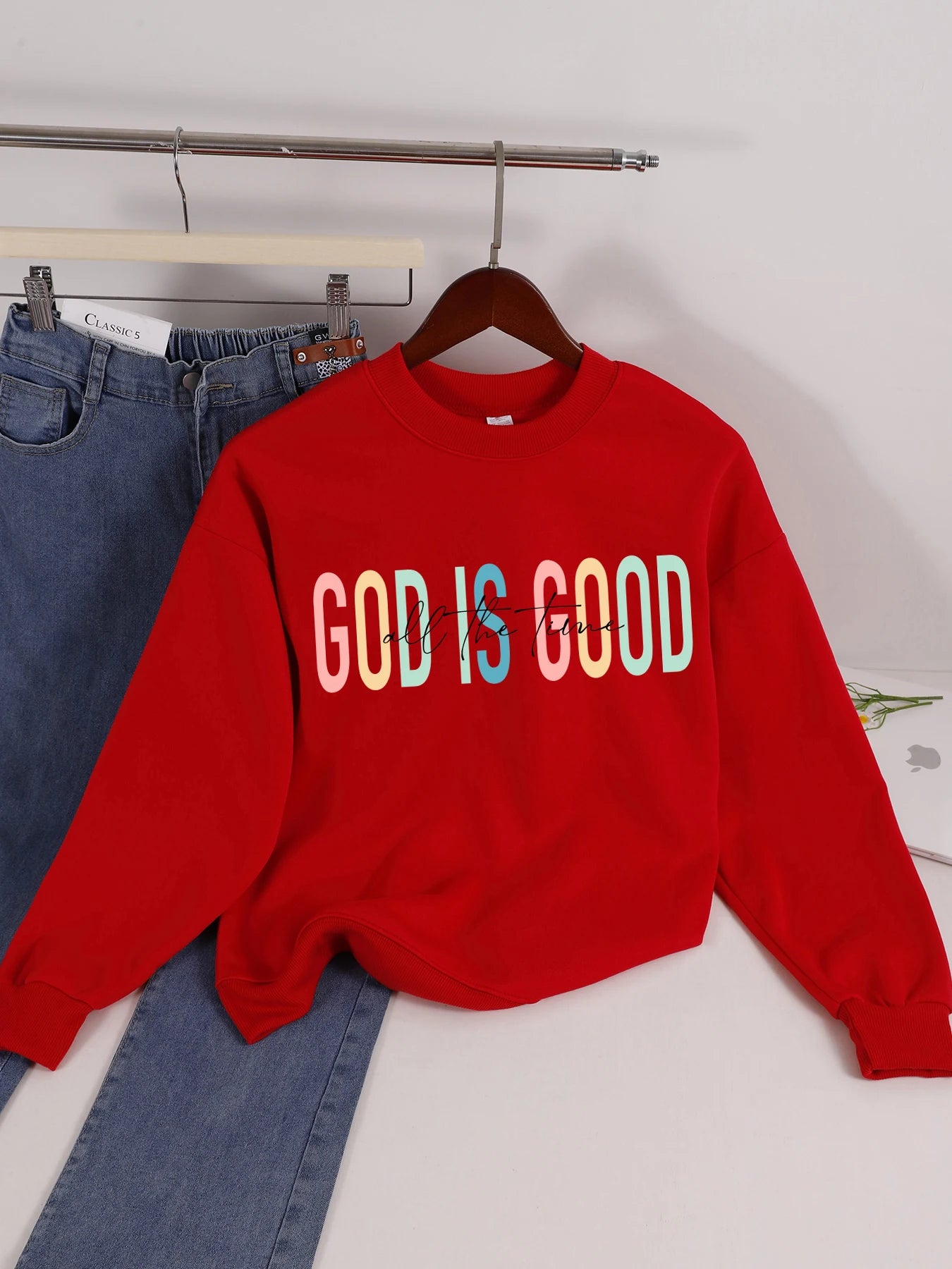God Is Good Letter Design Womens Sweatshirt Trendy Crewneck Streetwear Loose Comfortable Pullovers Fleece Autumn Clothing