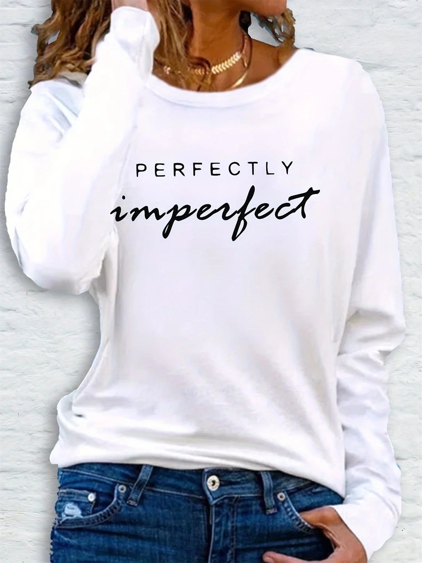 Perfectly Imperfect Christian Long Sleeve Shirt – Women’s Casual Faith Graphic Tee
