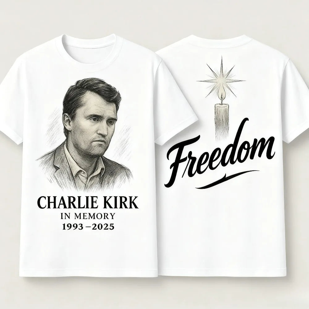 Charlie Kirk Freedom Memorial TShirt Always Remember Charlie Shirt RIP 1993-2025 Memorial Clothing Patriot Mens Womens Tee Tops