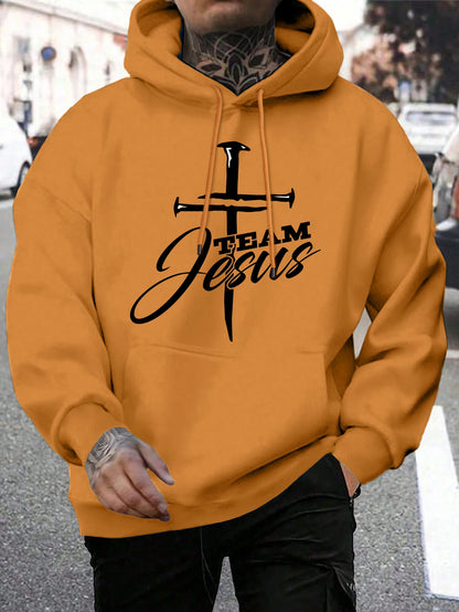 Team Jesus Men’s Christian Hoodie – Cross Design, Faith-Based Streetwear, Casual Hooded Sweatshirt