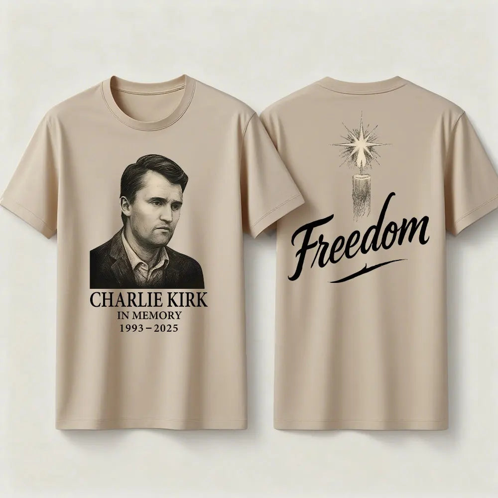 Charlie Kirk Freedom Memorial TShirt Always Remember Charlie Shirt RIP 1993-2025 Memorial Clothing Patriot Mens Womens Tee Tops