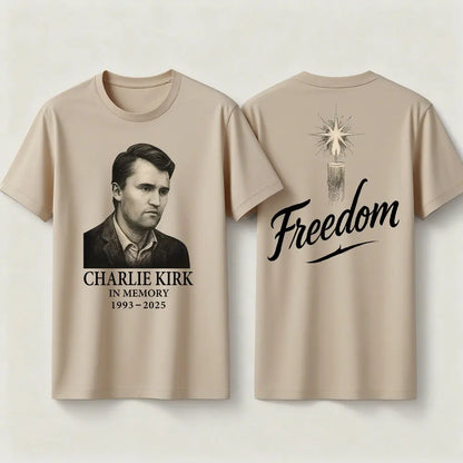Charlie Kirk Freedom Memorial TShirt Always Remember Charlie Shirt RIP 1993-2025 Memorial Clothing Patriot Mens Womens Tee Tops