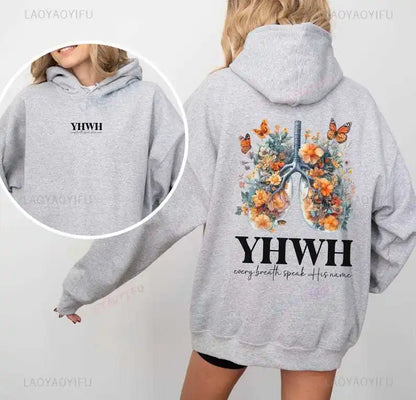 “YHWH Floral Faith Hoodie | Women’s Christian Hoodie | Yahweh Bible Verse Sweatshirt | Gather & Co. LLC”