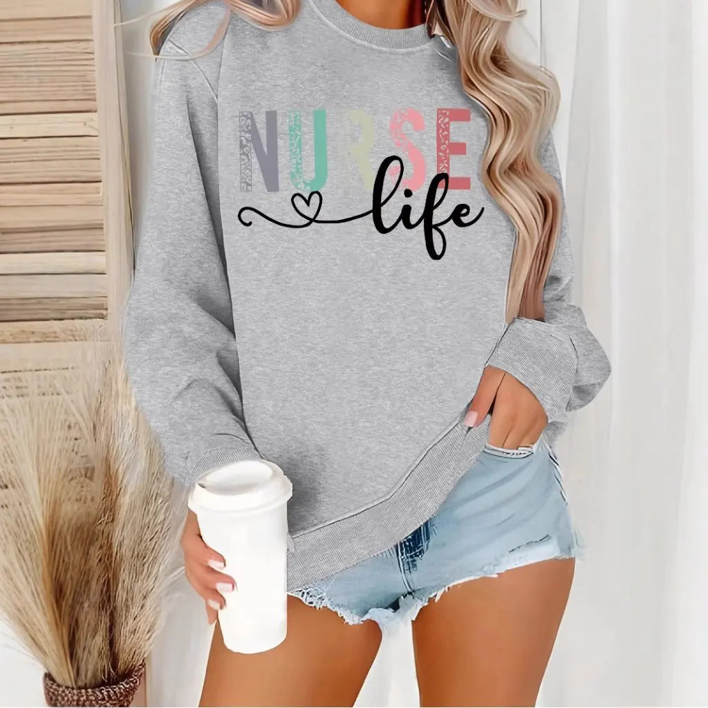 “Nurse Life Sweatshirt | Cozy Graphic Crewneck for Women | Gather & Co. LLC”