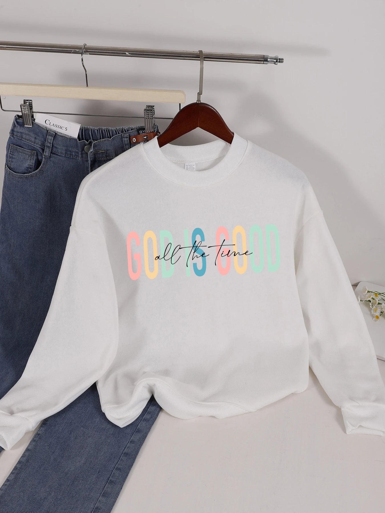 God Is Good Letter Design Womens Sweatshirt Trendy Crewneck Streetwear Loose Comfortable Pullovers Fleece Autumn Clothing