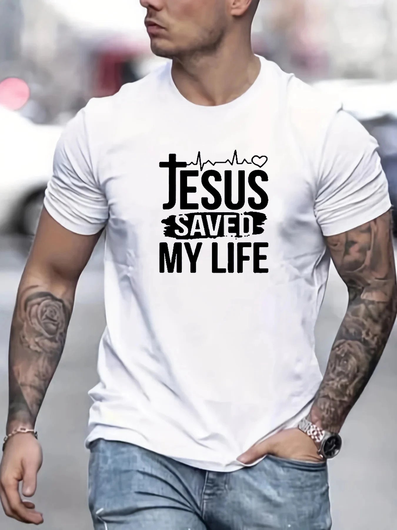 JESUS SAVED MY LIFE T-Shirt – Casual Christian Tee for Men