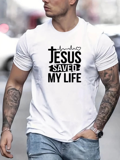 JESUS SAVED MY LIFE T-Shirt – Casual Christian Tee for Men
