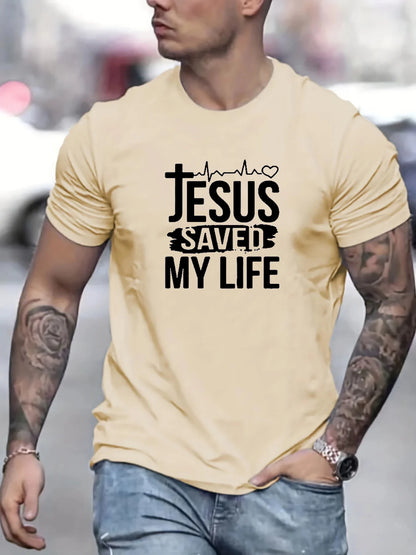 JESUS SAVED MY LIFE T-Shirt – Casual Christian Tee for Men