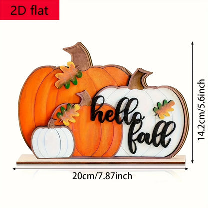 “Hello Fall” Rustic Wooden Sign – Autumn Pumpkin Block Decor for Farmhouse Kitchen & Home