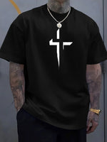 Cross Printed Tee – Men’s Christian Summer Shirt | Soft Cotton, Loose Fit