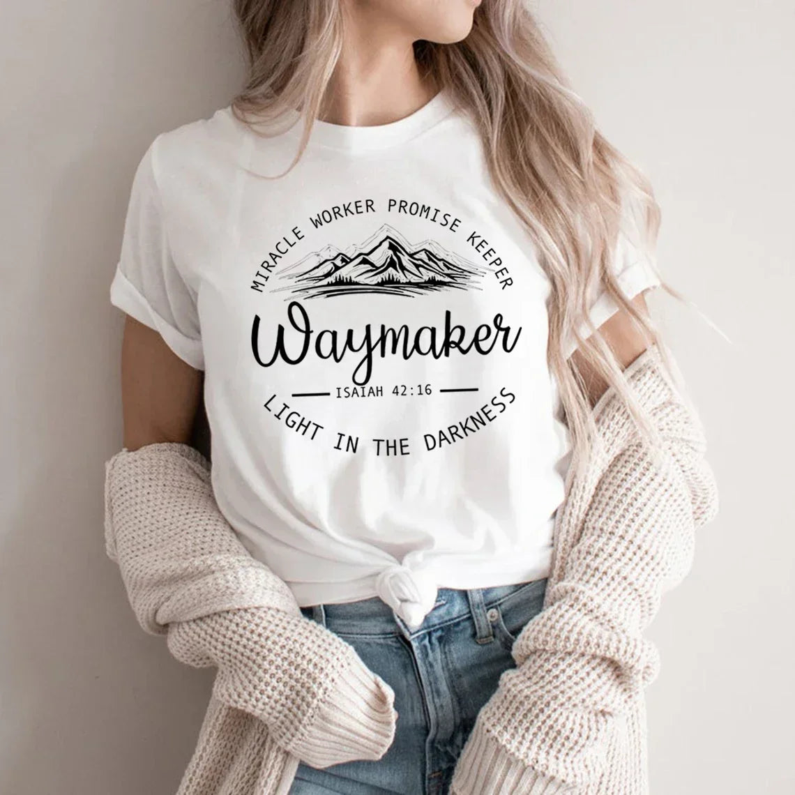 faith tee, waymaker shirt, Christian T-shirt, women’s graphic tee, religious apparel, inspirational shirt, modest fashion, Jesus shirt