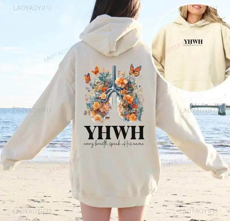 “YHWH Floral Faith Hoodie | Women’s Christian Hoodie | Yahweh Bible Verse Sweatshirt | Gather & Co. LLC”