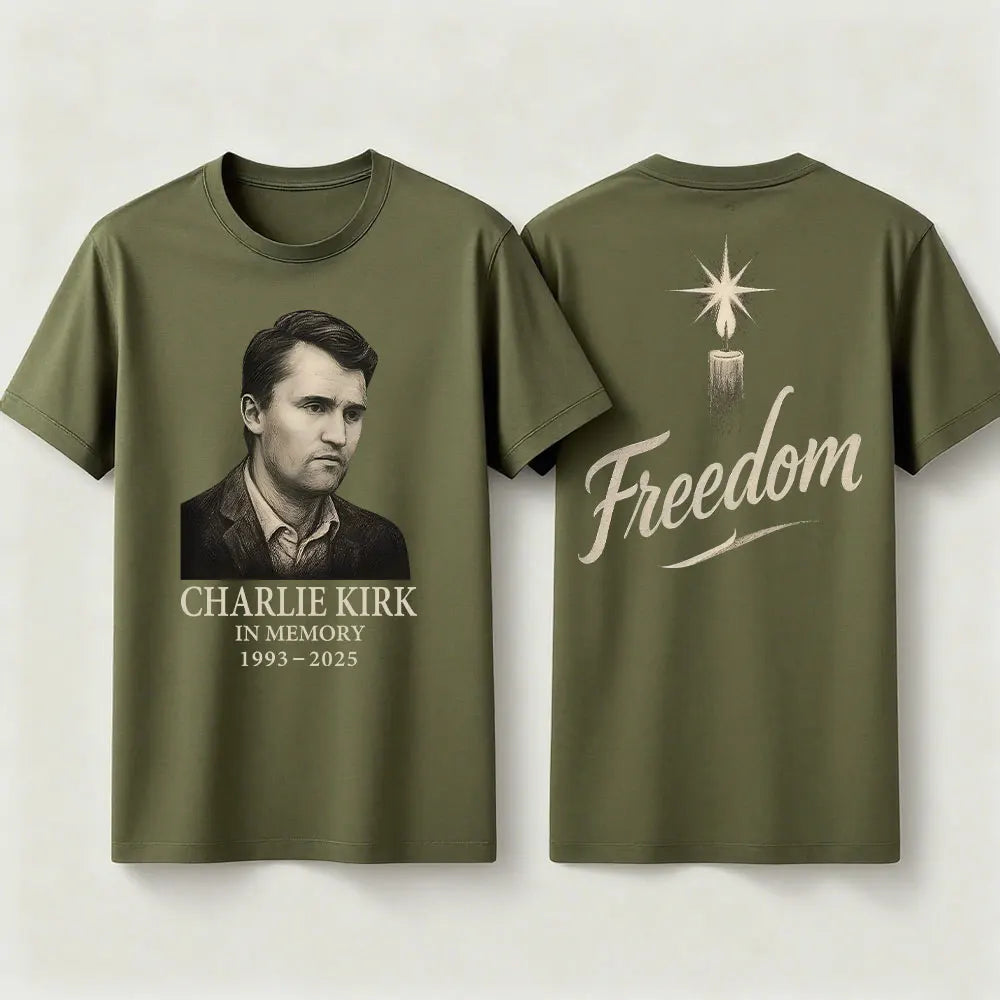 Charlie Kirk Freedom Memorial TShirt Always Remember Charlie Shirt RIP 1993-2025 Memorial Clothing Patriot Mens Womens Tee Tops