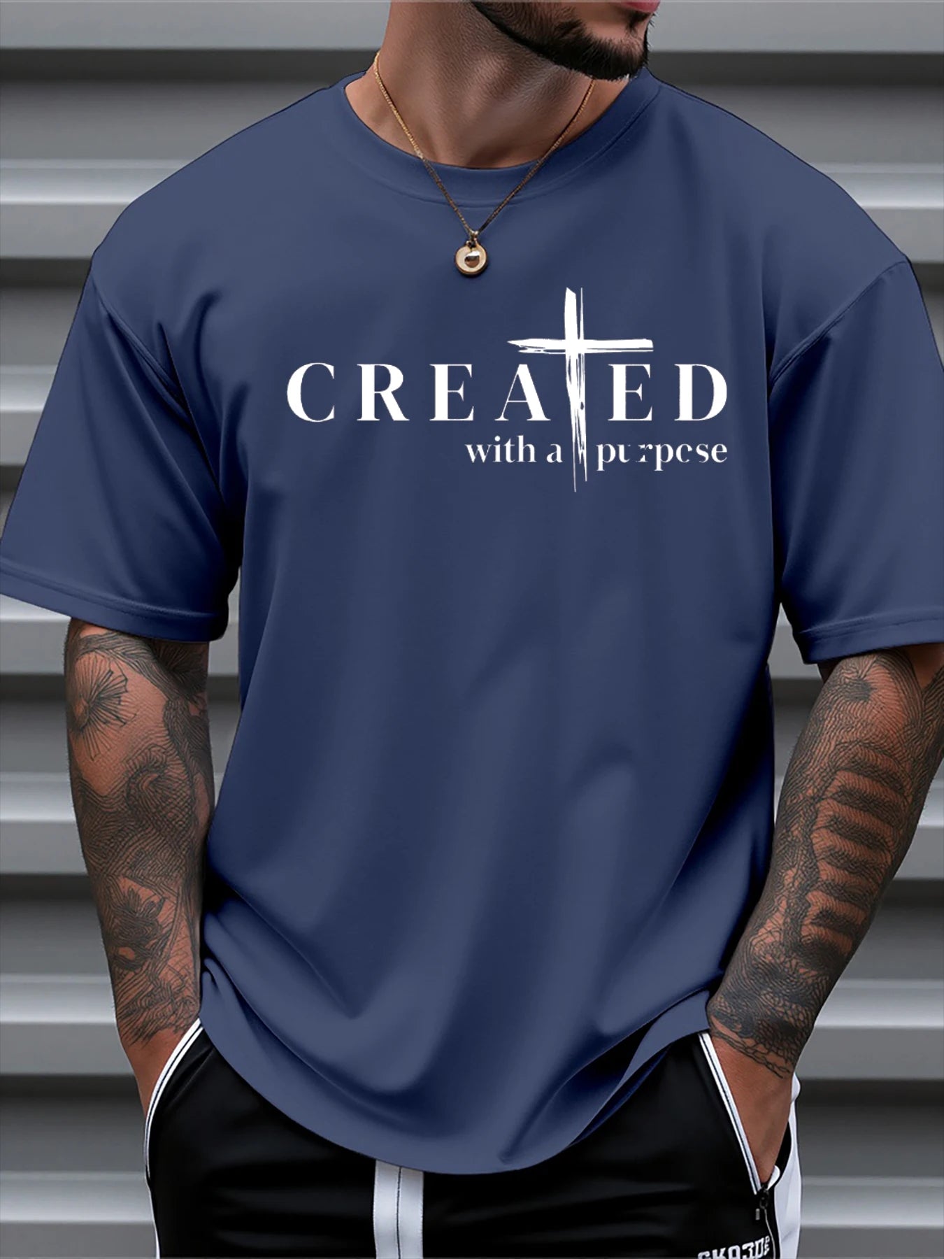 “Created With a Purpose Men’s Christian T-Shirt | Faith Cross Tee | Inspirational Scripture Shirt by Gather & Co. LLC”
