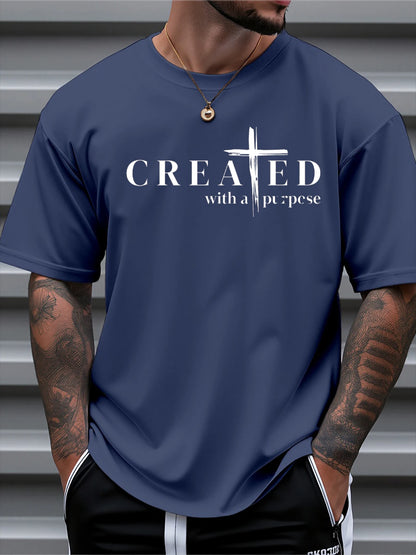 “Created With a Purpose Men’s Christian T-Shirt | Faith Cross Tee | Inspirational Scripture Shirt by Gather & Co. LLC”