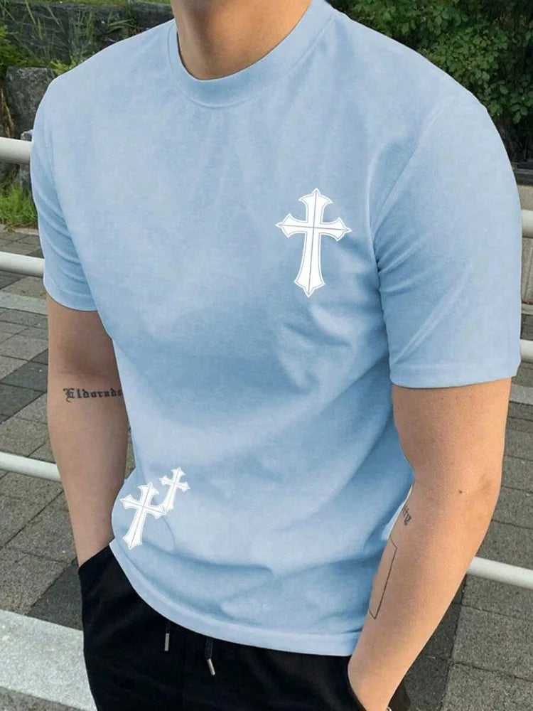 “3D Cross Print Men’s T-Shirt | Christian Streetwear Faith Tee | Gather & Co. LLC”
