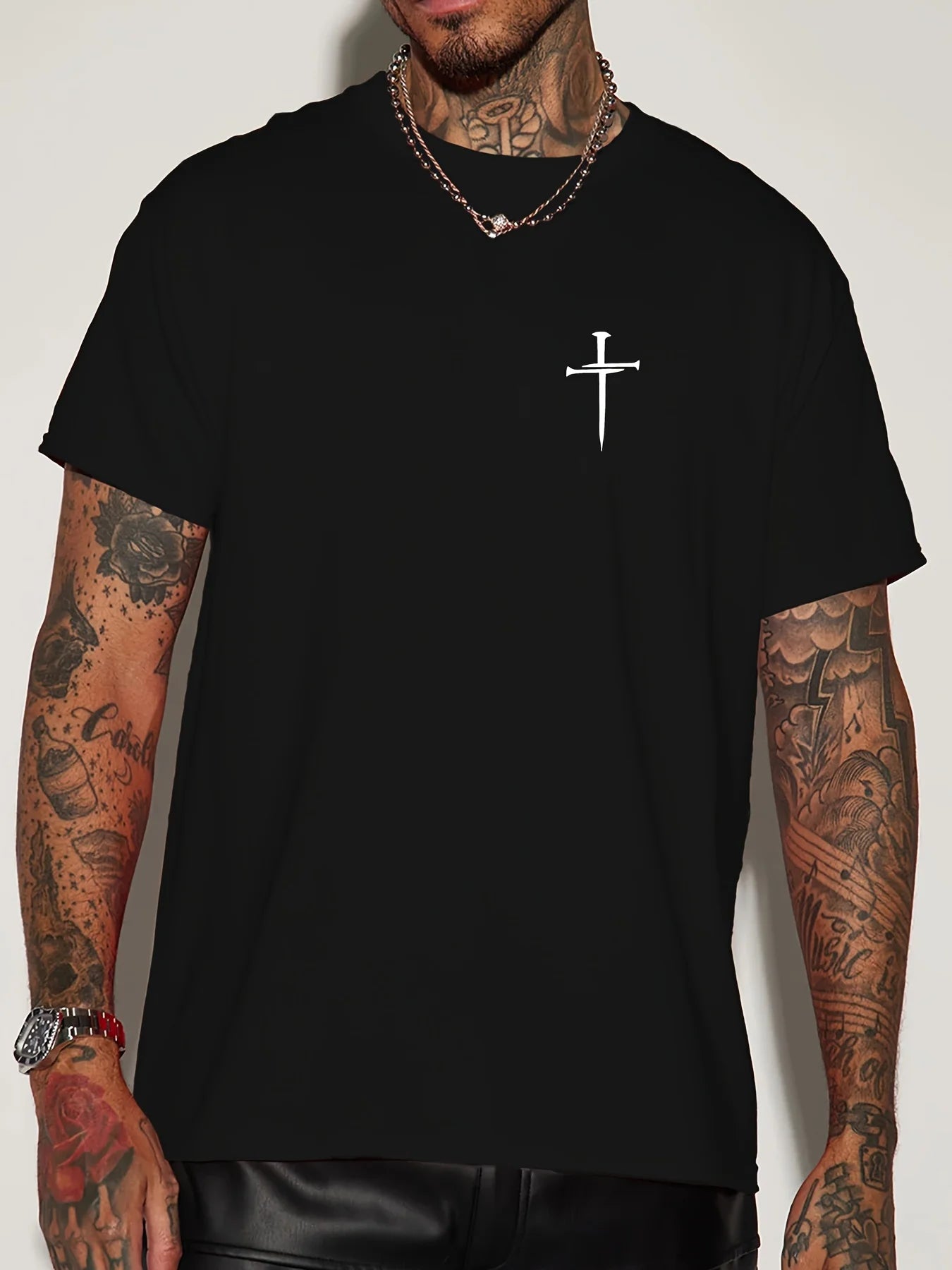 Men’s Faith Cross T-Shirt – Casual Summer Cotton Tee with Simple Christian Design