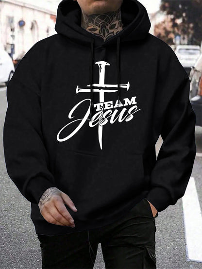 Team Jesus Men’s Christian Hoodie – Cross Design, Faith-Based Streetwear, Casual Hooded Sweatshirt