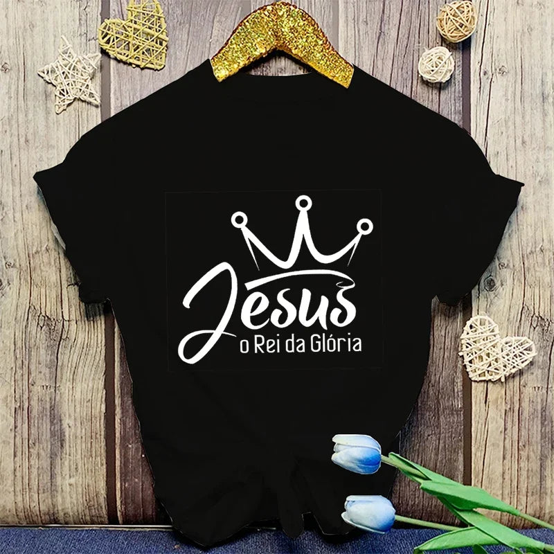 Jesus is King | O Rei da Glória Christian T-Shirt – Summer Faith Graphic T-Shirt