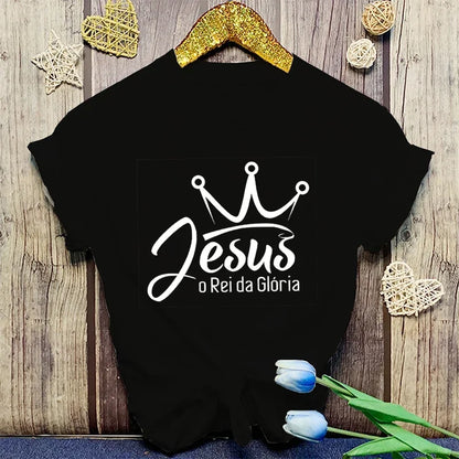 Jesus is King | O Rei da Glória Christian T-Shirt – Summer Faith Graphic T-Shirt