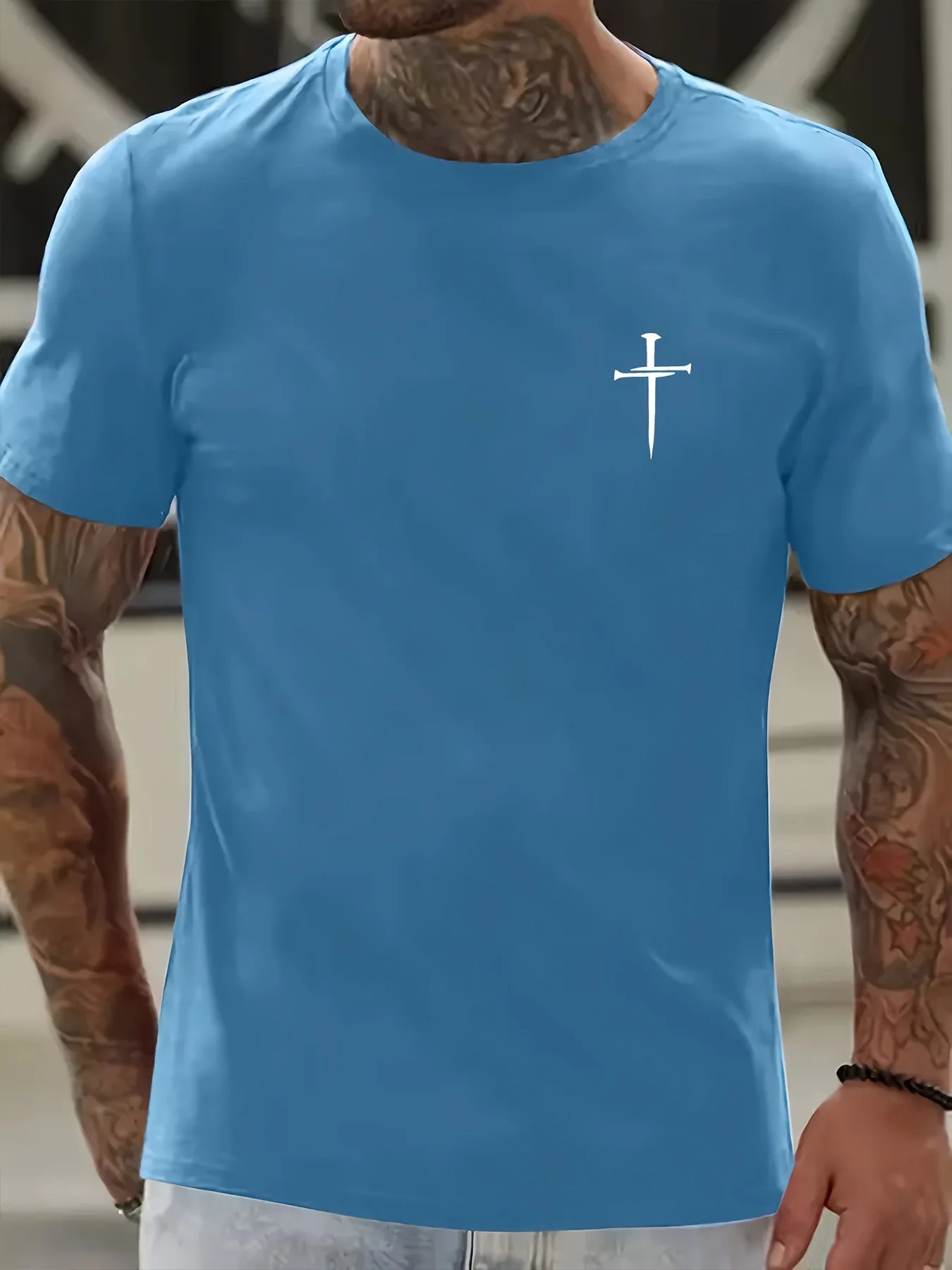 Men’s Faith Cross T-Shirt – Casual Summer Cotton Tee with Simple Christian Design
