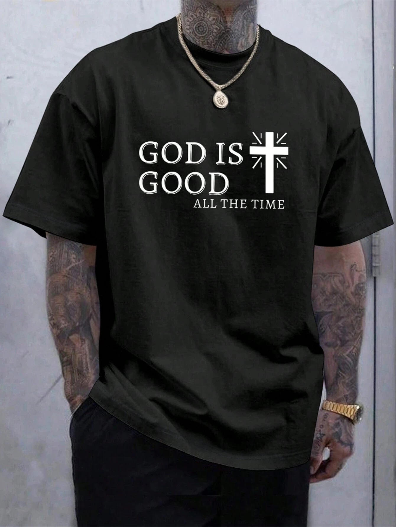 “God Is Good All The Time T-Shirt | Men’s Christian Faith Tee with Cross Design | Gather & Co. LLC”