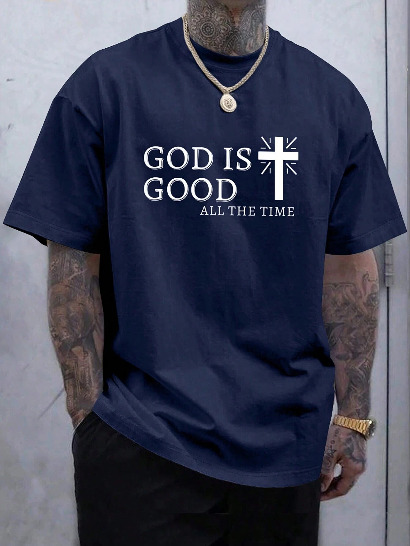 “God Is Good All The Time T-Shirt | Men’s Christian Faith Tee with Cross Design | Gather & Co. LLC”