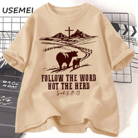 Follow The Word, Not The Herd Tee - Isaiah 8:11-13 Cowboy Christian Shirt