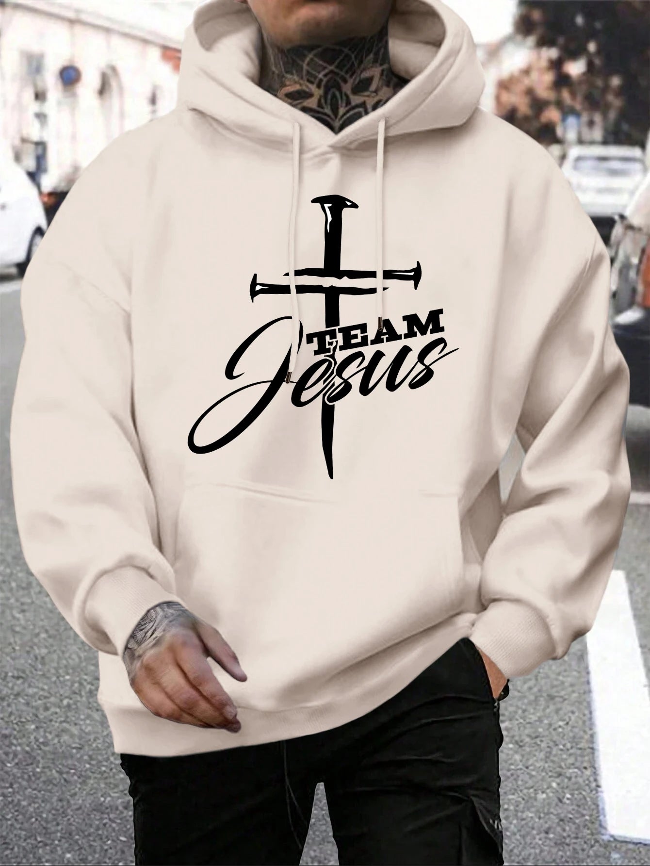 Team Jesus Men’s Christian Hoodie – Cross Design, Faith-Based Streetwear, Casual Hooded Sweatshirt