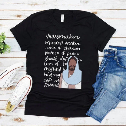 faith tee, waymaker shirt, Christian T-shirt, women’s graphic tee, religious apparel, inspirational shirt, modest fashion, Jesus shirt