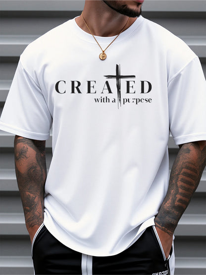 “Created With a Purpose Men’s Christian T-Shirt | Faith Cross Tee | Inspirational Scripture Shirt by Gather & Co. LLC”