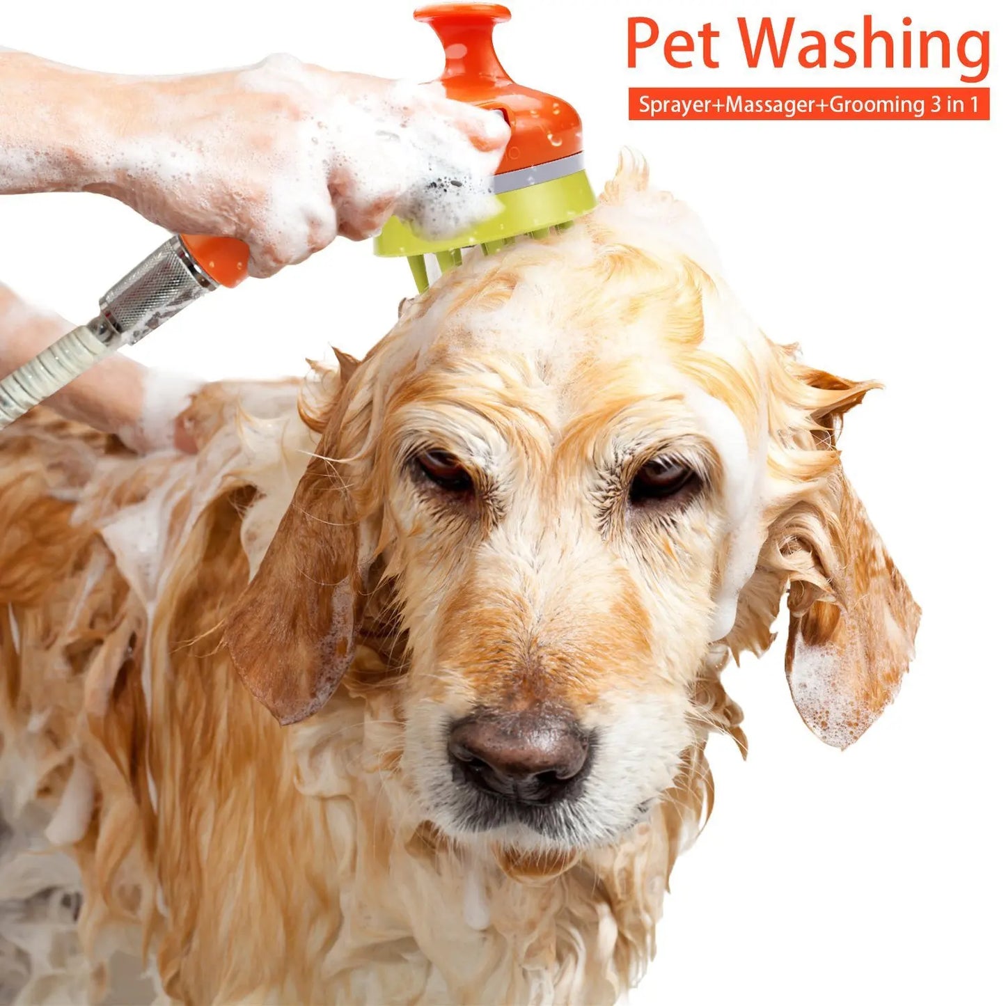 Dog Shower Head With Hose & Adapter -  Pressurized Pet Bathing Sprayer