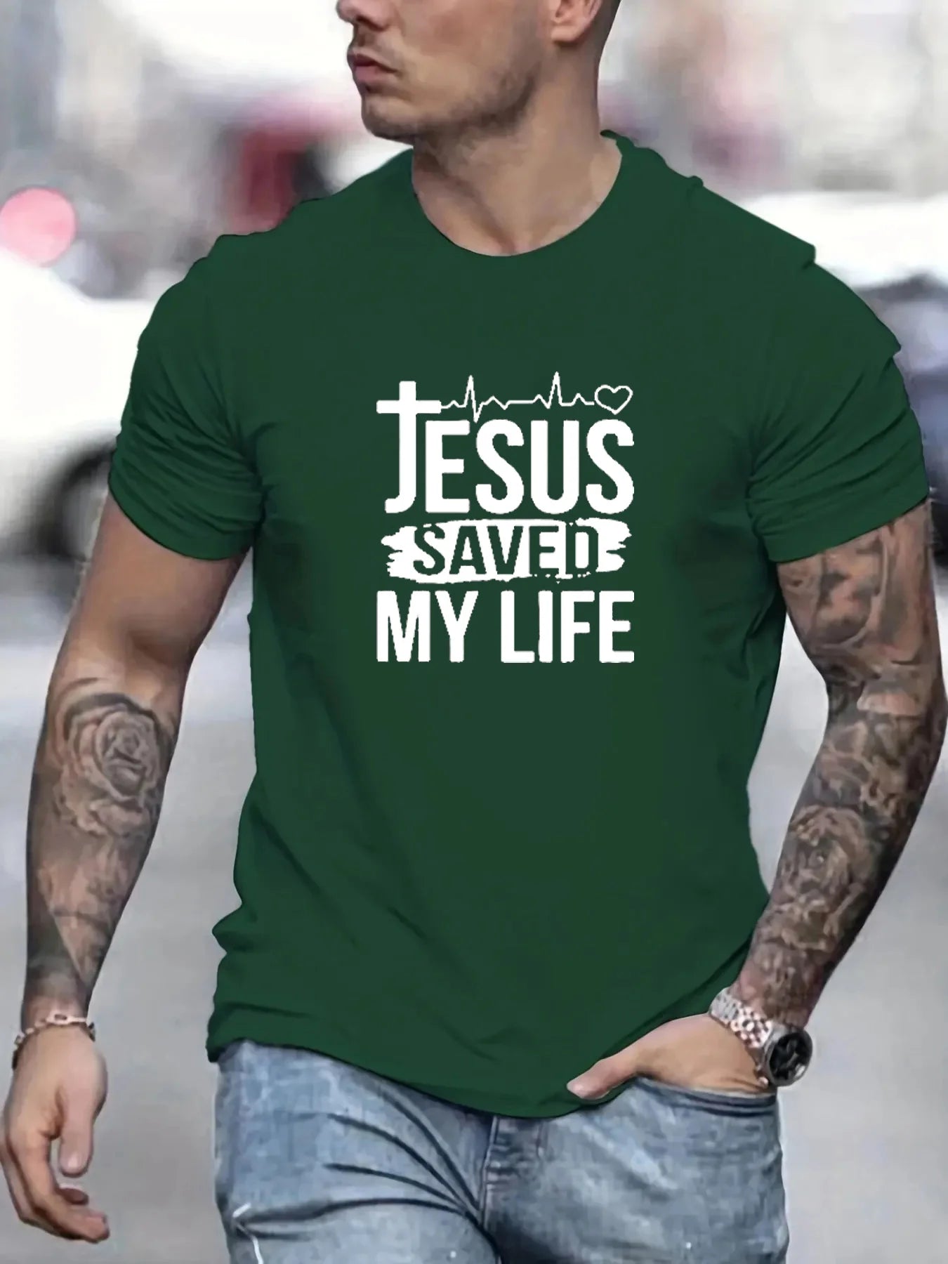 JESUS SAVED MY LIFE T-Shirt – Casual Christian Tee for Men