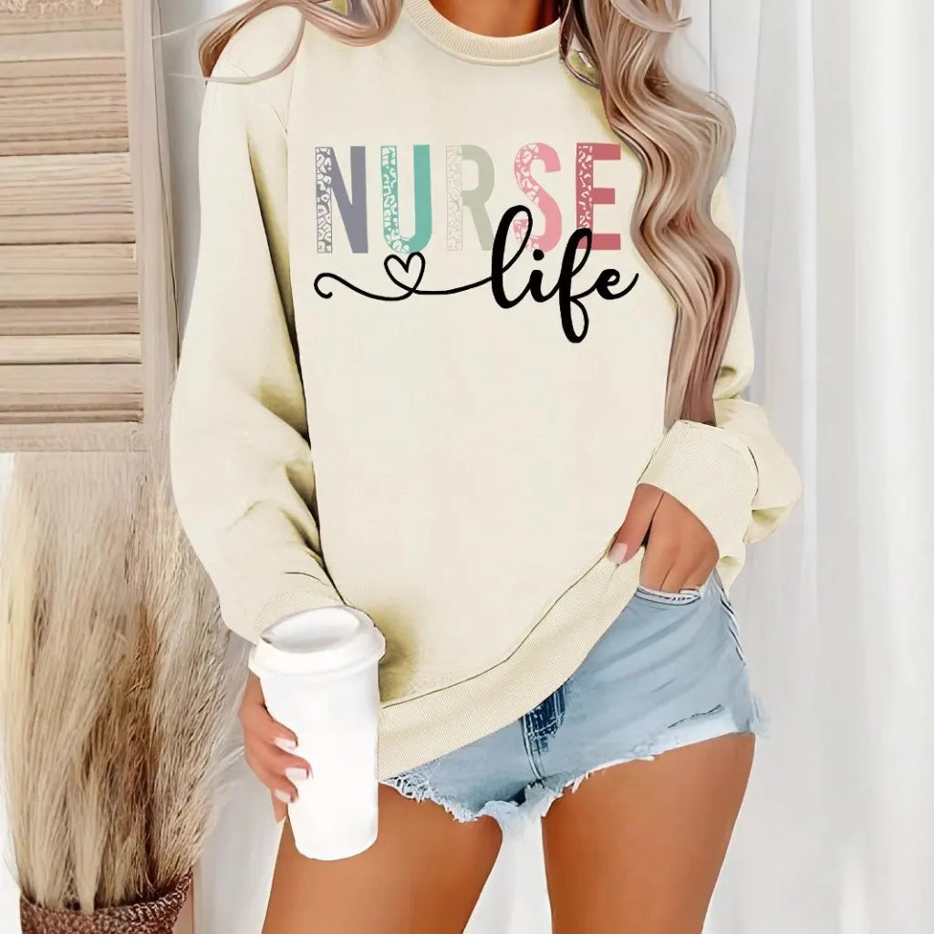 “Nurse Life Sweatshirt | Cozy Graphic Crewneck for Women | Gather & Co. LLC”