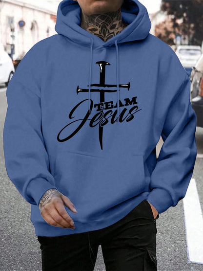 Team Jesus Men’s Christian Hoodie – Cross Design, Faith-Based Streetwear, Casual Hooded Sweatshirt