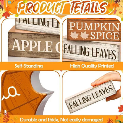 Autumn Harvest Wooden Table Sign – Fall Decor Centerpiece for Kitchen, Table, and Home