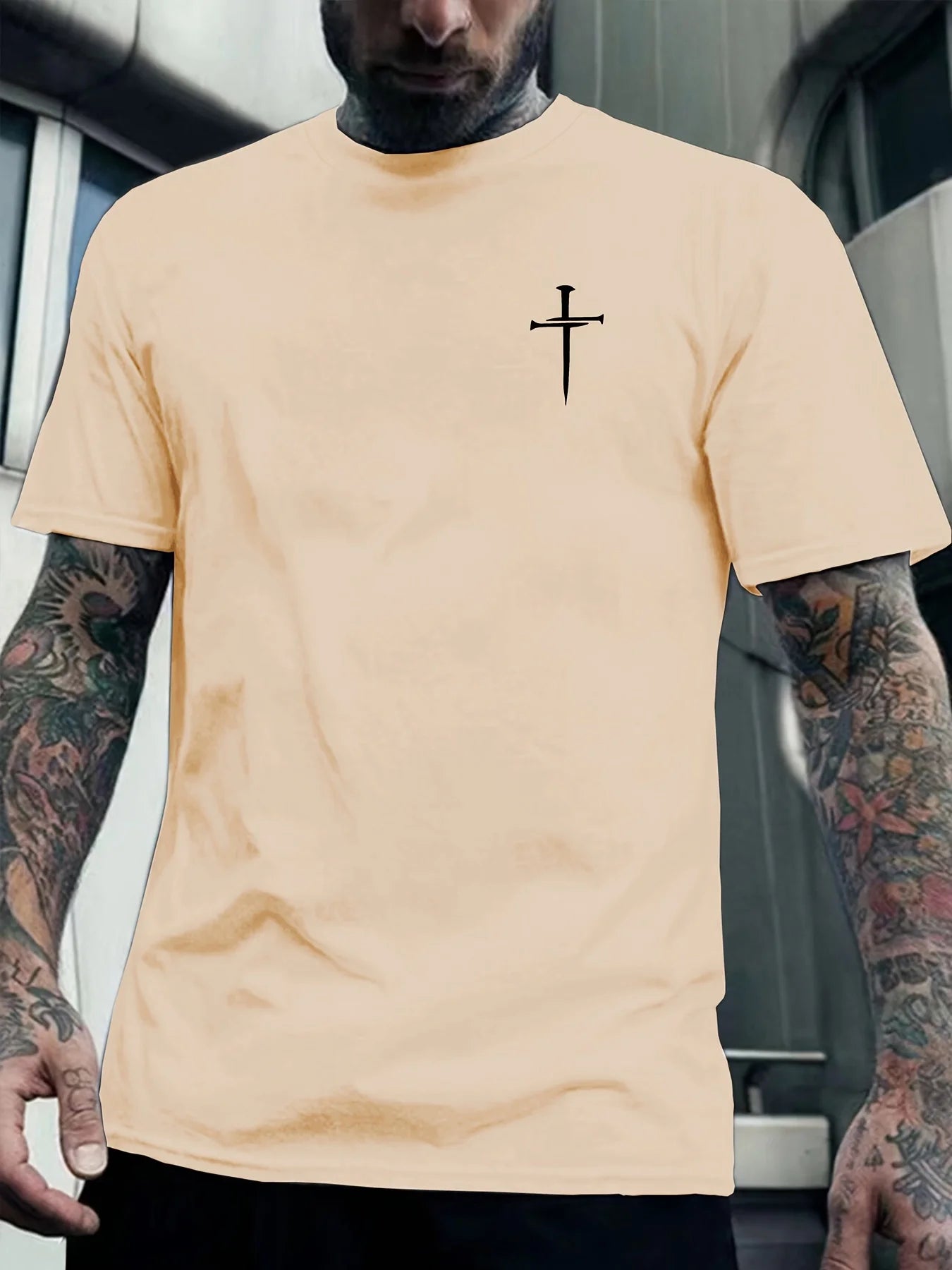 Men’s Faith Cross T-Shirt – Casual Summer Cotton Tee with Simple Christian Design