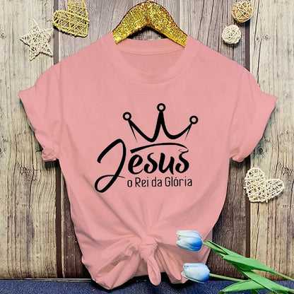 Jesus is King | O Rei da Glória Christian T-Shirt – Summer Faith Graphic T-Shirt