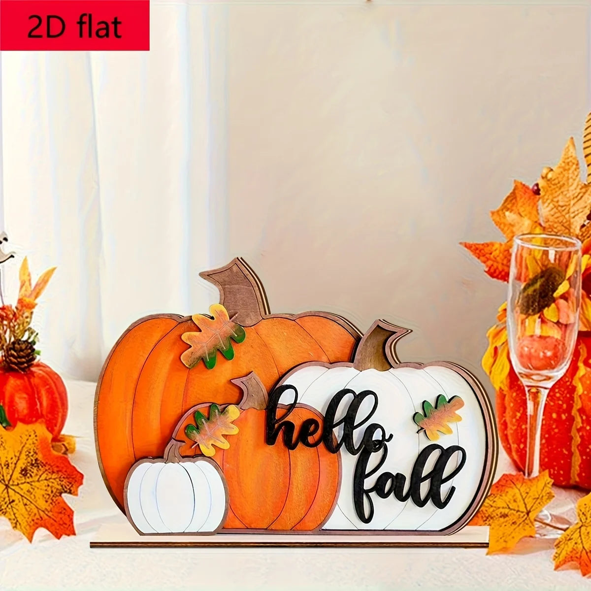 “Hello Fall” Rustic Wooden Sign – Autumn Pumpkin Block Decor for Farmhouse Kitchen & Home