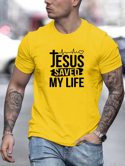 JESUS SAVED MY LIFE T-Shirt – Casual Christian Tee for Men