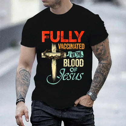 “Fully Vaccinated by the Blood of Jesus T-Shirt | Men’s Christian Faith Tee | Gather & Co. LLC”