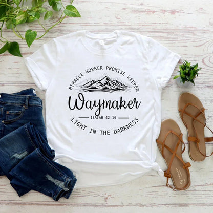 faith tee, waymaker shirt, Christian T-shirt, women’s graphic tee, religious apparel, inspirational shirt, modest fashion, Jesus shirt