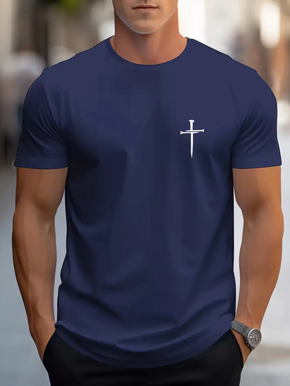 Men’s Faith Cross T-Shirt – Casual Summer Cotton Tee with Simple Christian Design